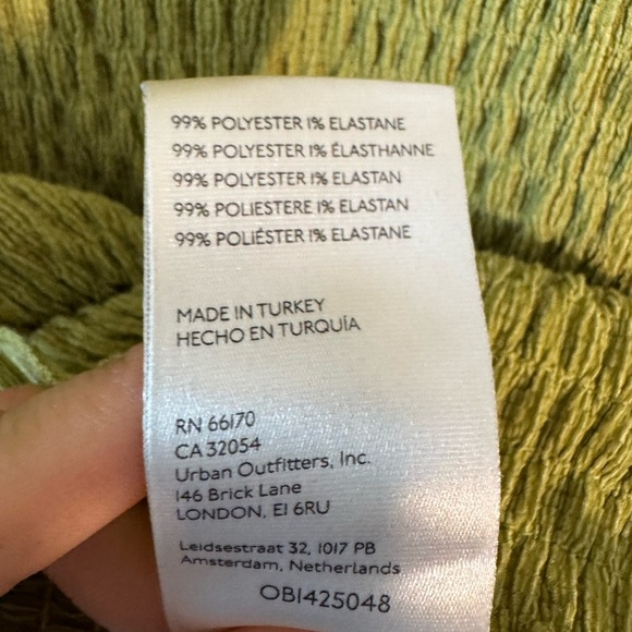 Anthropologie Smocked Long Sleeve Puff Sleeves Green Ruched Top Size Medium - Picture 7 of 9